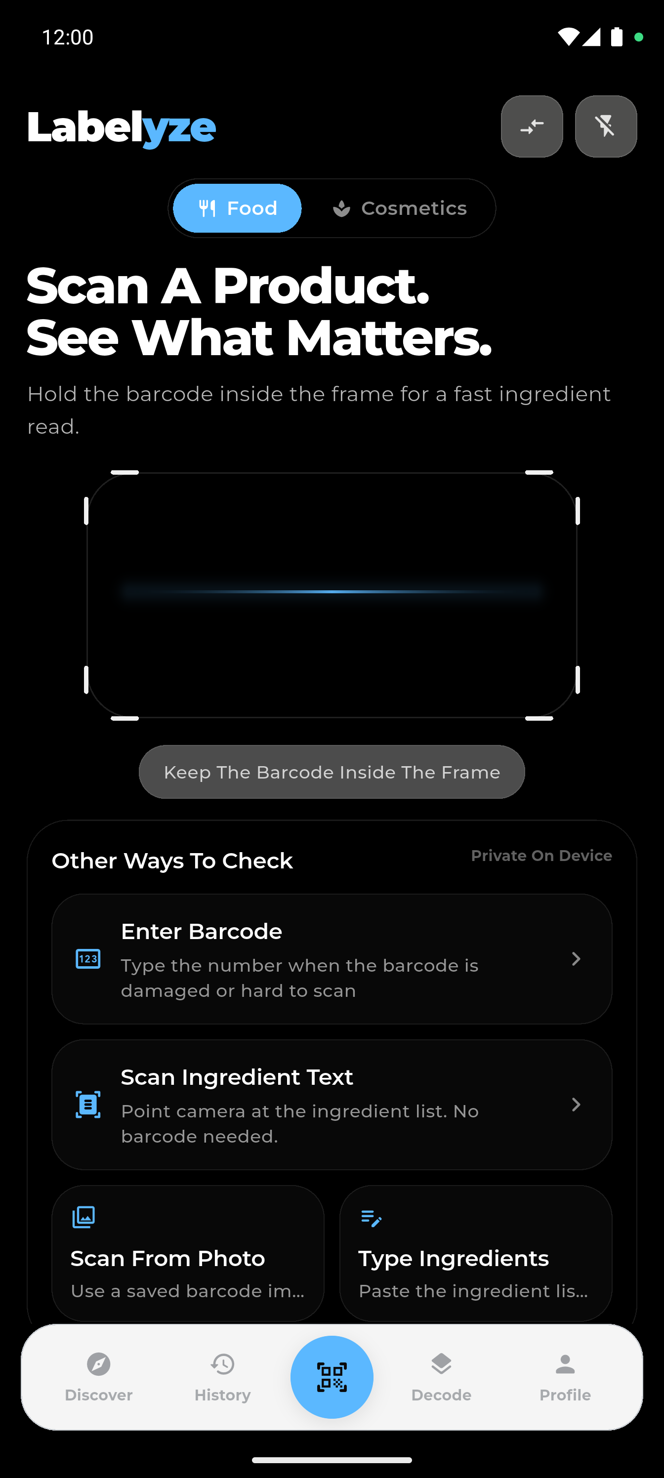 Scanner screen